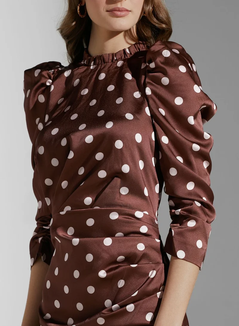 Keepsake Puff Sleeve High Neck Dress