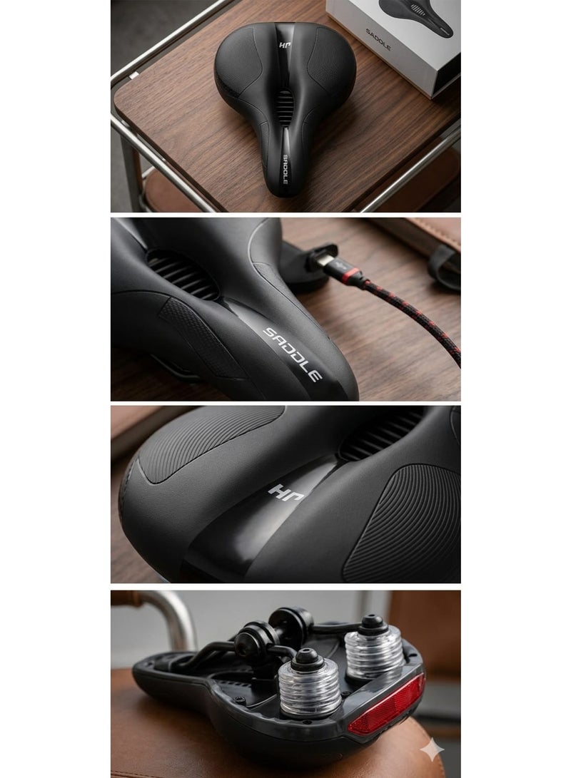 Professional Ergonomic Bike Saddle - Featuring Integrated LED Taillight, USB-C Charging & Advanced Ventilation. - Image 5