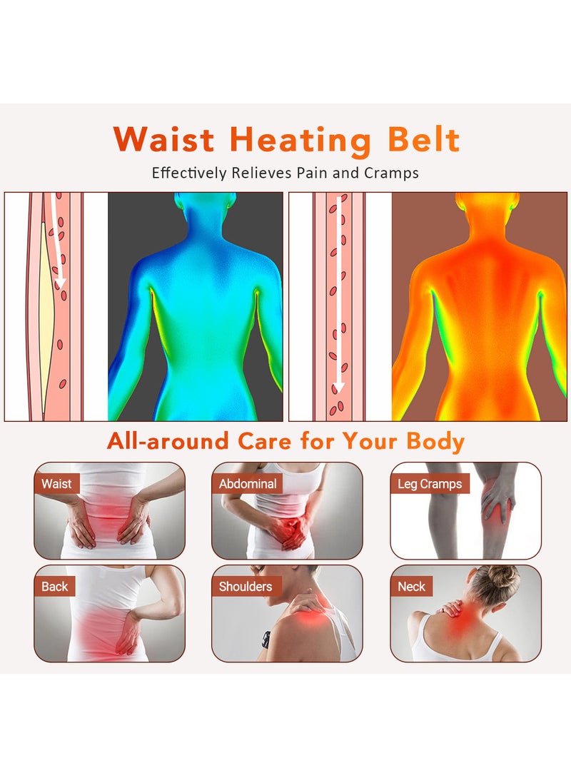 Electric Waist Heating Belt For Pain Relief of Waist Back Neck and Shoulder 10 Electric Temperature Options 4 Timer Settings Auto Shut Off