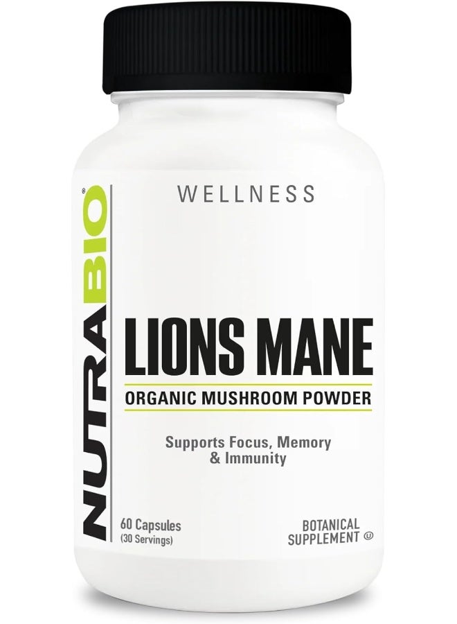 NutraBio Lion's Mane (500mg)- 60 Veg caps - Image 1