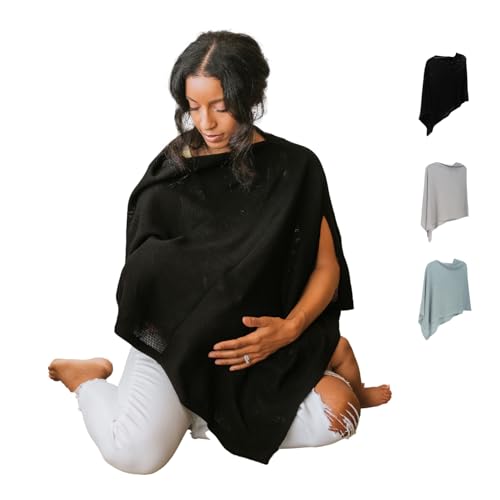 Gold Mamas 100 Cotton Gold Mamas Nursing Cover for Breastfeeding Moms Breathable Poncho Privacy Cover MultiUse as Car Seat Canopy Stroller Cover Baby Blanket Black - Image 1