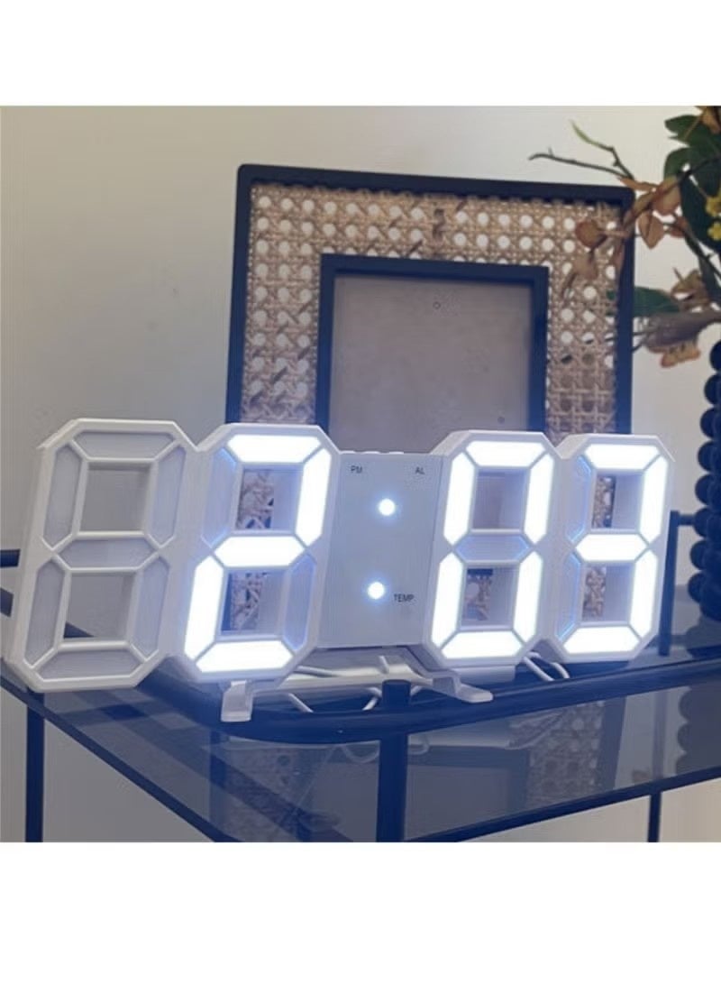 ساعة حائط رقمية ثلاثية الأبعاد بتقنية LED، ساعة منبه، ساعات مكتبية عصرية للمنزل وغرف النوم والمكتب - Image 2