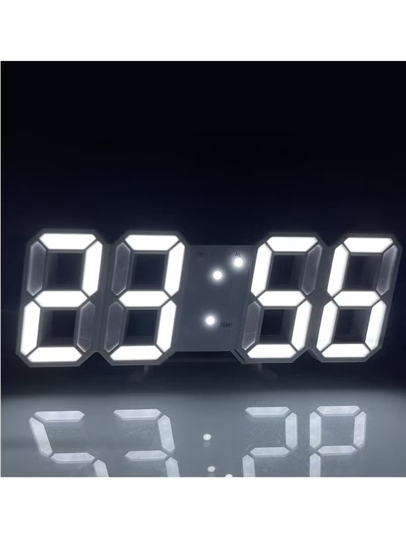 ساعة حائط رقمية ثلاثية الأبعاد بتقنية LED، ساعة منبه، ساعات مكتبية عصرية للمنزل وغرف النوم والمكتب - Image 1