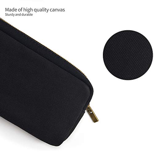 DOBMIT Pencil Pen Case, Canvas Pencil Pouch Big Capacity Pen Bag with Zipper Durable Stationary Storage Bag for Adult Students Officers- Black - Image 3