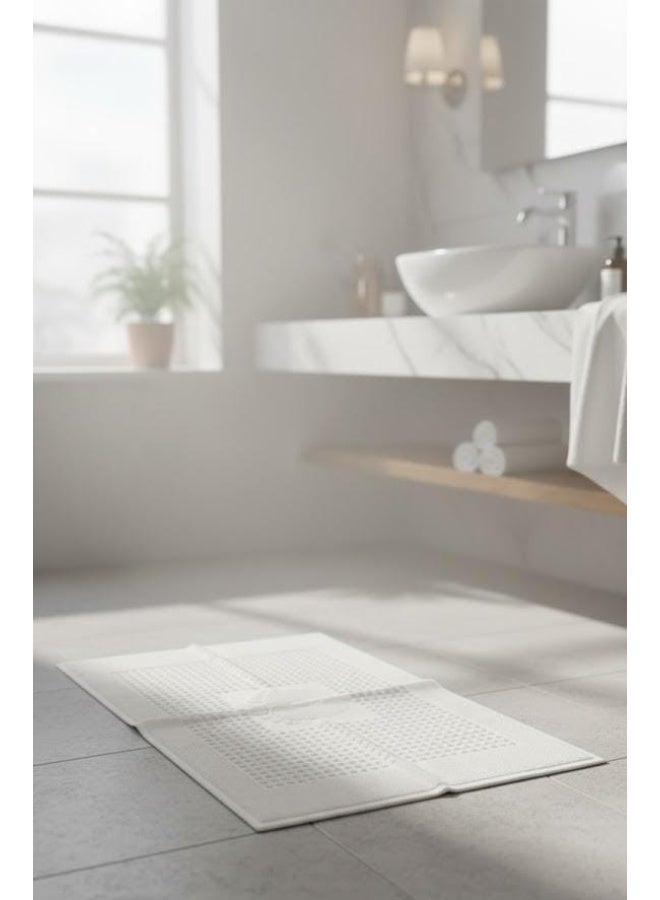 toãlla bath mat ,100% natural cotton, white, 50x70 cm, ultra-soft, quick-drying, excellent quality for home and hotels - Image 1