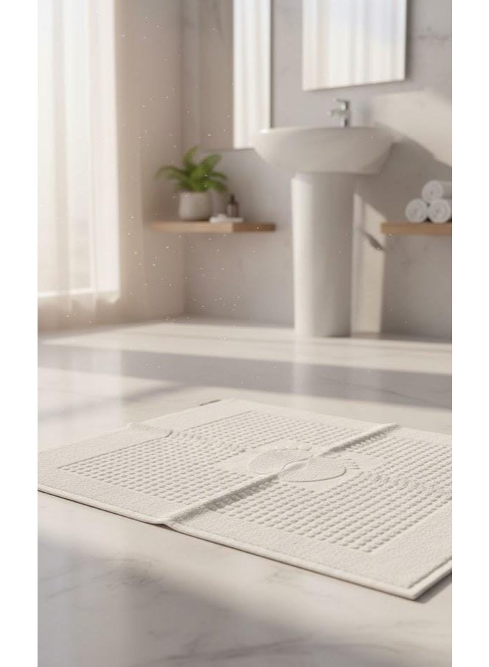 toãlla bath mat ,100% natural cotton, white, 50x70 cm, ultra-soft, quick-drying, excellent quality for home and hotels - Image 3