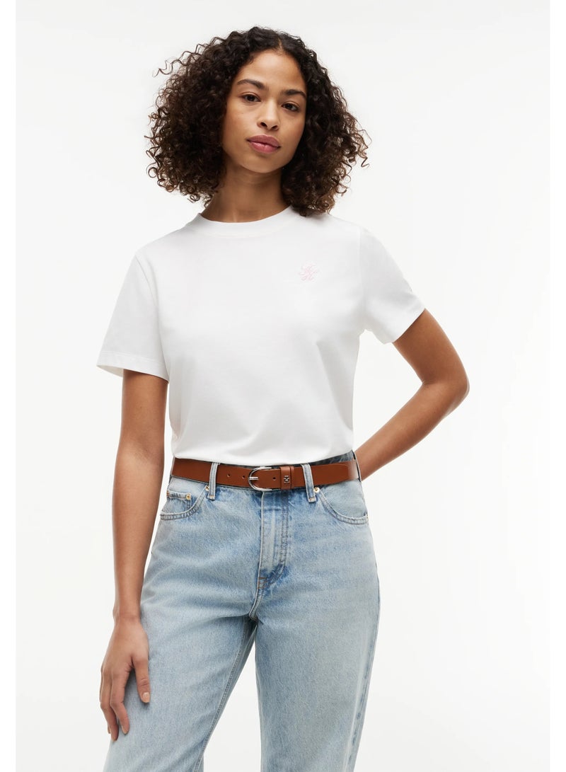 TOMMY HILFIGER Logo Embroidery Crew Neck T-Shirt - Image 1