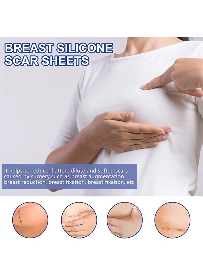 EELHOE Silicone Scar Sheets, Reusable Washable Silicone Scar Tape, Surgery Scars Removal Treatment, Medical Grade Silicone Scar Sheets for Breast 4Pairs - Image 3