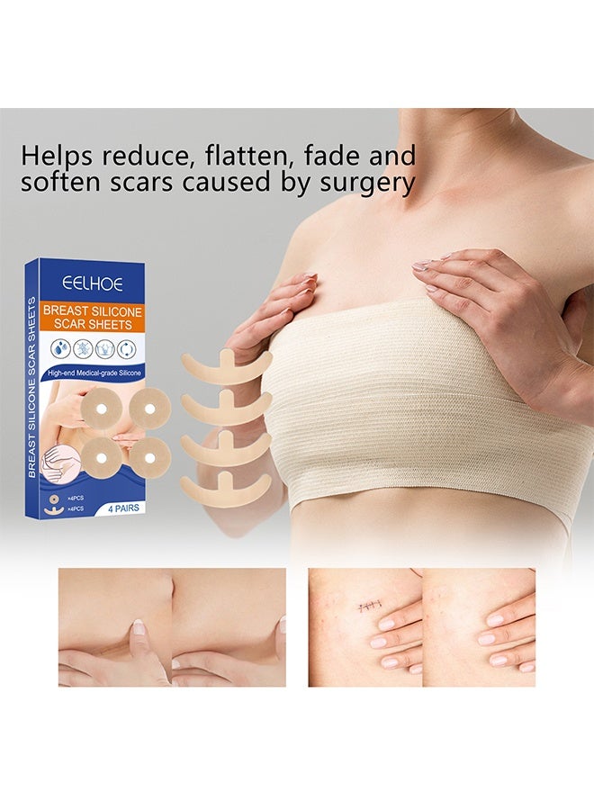 EELHOE Silicone Scar Sheets, Reusable Washable Silicone Scar Tape, Surgery Scars Removal Treatment, Medical Grade Silicone Scar Sheets for Breast 4Pairs - Image 5