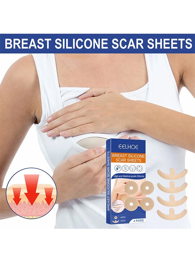 EELHOE Silicone Scar Sheets, Reusable Washable Silicone Scar Tape, Surgery Scars Removal Treatment, Medical Grade Silicone Scar Sheets for Breast 4Pairs - Image 4