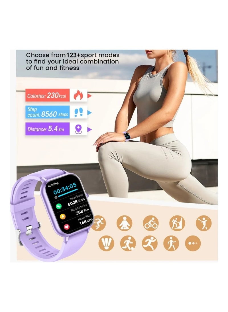 LIGE 1.82-inch Mens Square Purple Strap Smartwatch, Multi-functional, Waterproof, Pedometer, Alarm clock, Wireless calling, Health monitoring, and Message Push Notifications. - Image 4