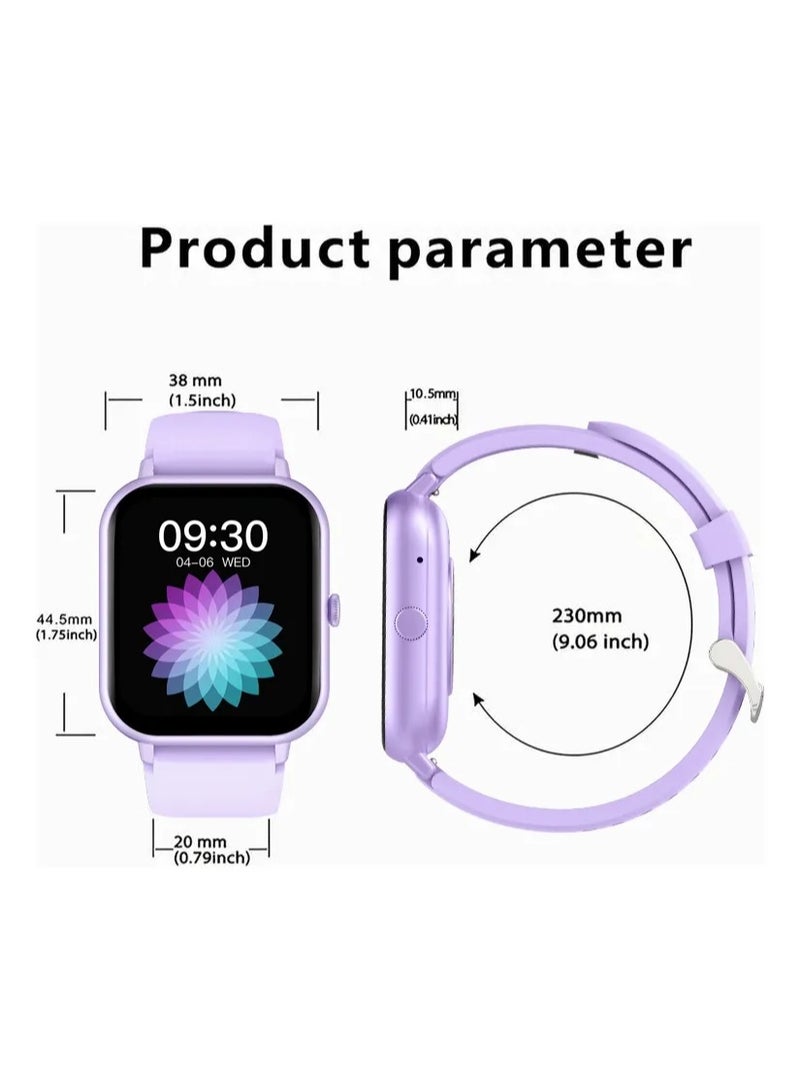 LIGE 1.82-inch Mens Square Purple Strap Smartwatch, Multi-functional, Waterproof, Pedometer, Alarm clock, Wireless calling, Health monitoring, and Message Push Notifications. - Image 3