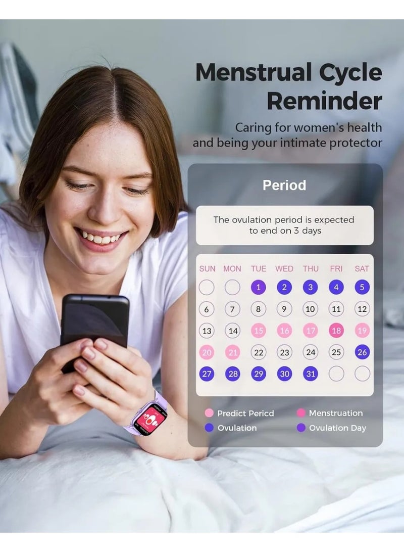 LIGE 1.82-inch Mens Square Purple Strap Smartwatch, Multi-functional, Waterproof, Pedometer, Alarm clock, Wireless calling, Health monitoring, and Message Push Notifications. - Image 5