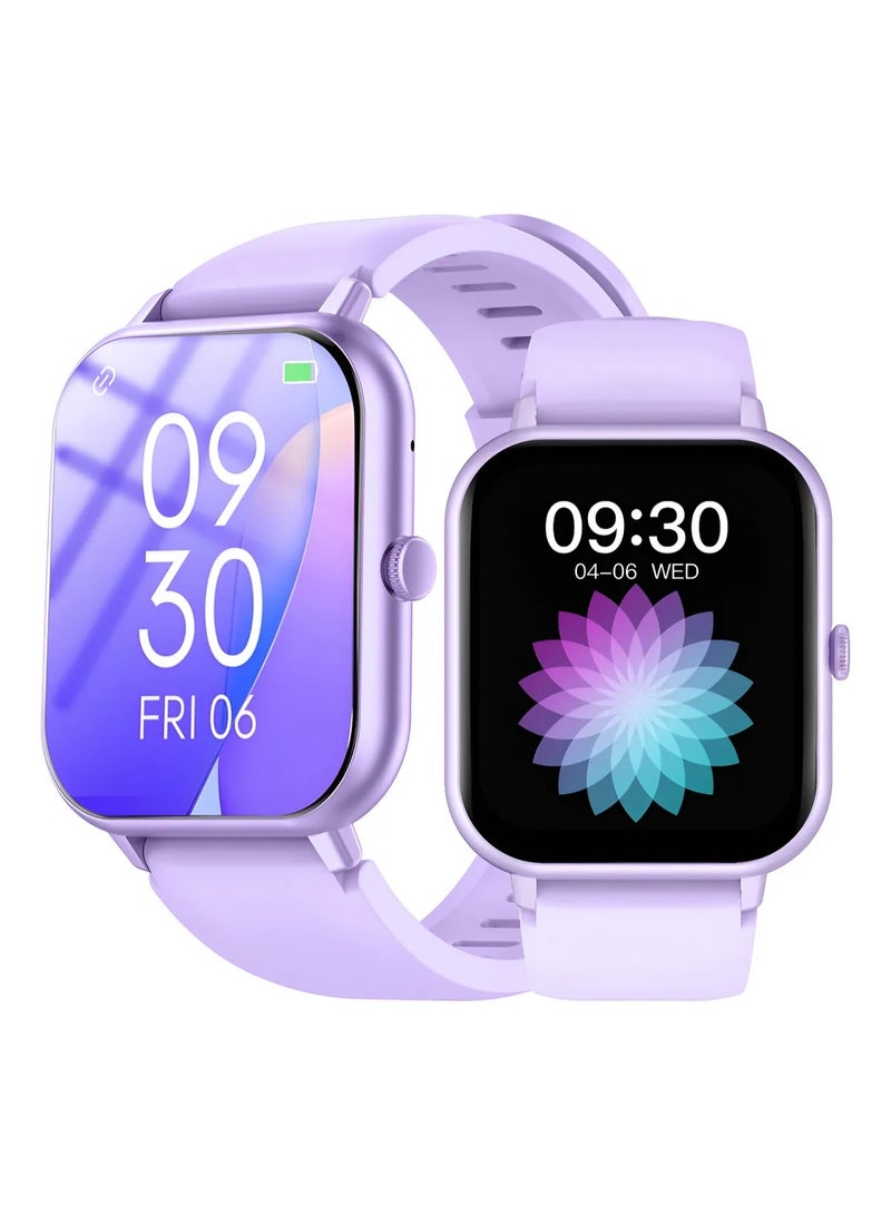 LIGE 1.82-inch Mens Square Purple Strap Smartwatch, Multi-functional, Waterproof, Pedometer, Alarm clock, Wireless calling, Health monitoring, and Message Push Notifications. - Image 2