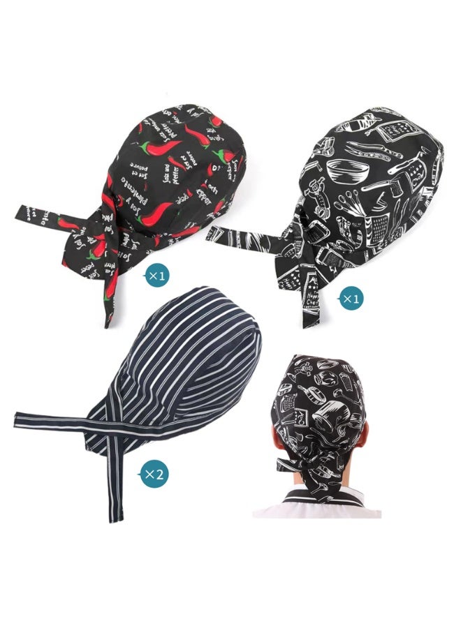 SANMUGEED Pack of 4 Chef's Hat, Headscarf, Men's Adjustable Bandana, Women's Baker's Hat, Chef's Hat for Kitchen, Hotel, Restaurant - Image 4