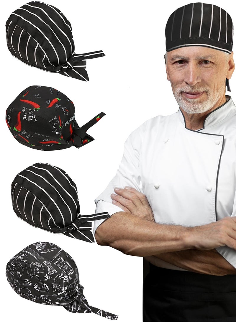 SANMUGEED Pack of 4 Chef's Hat, Headscarf, Men's Adjustable Bandana, Women's Baker's Hat, Chef's Hat for Kitchen, Hotel, Restaurant - Image 1