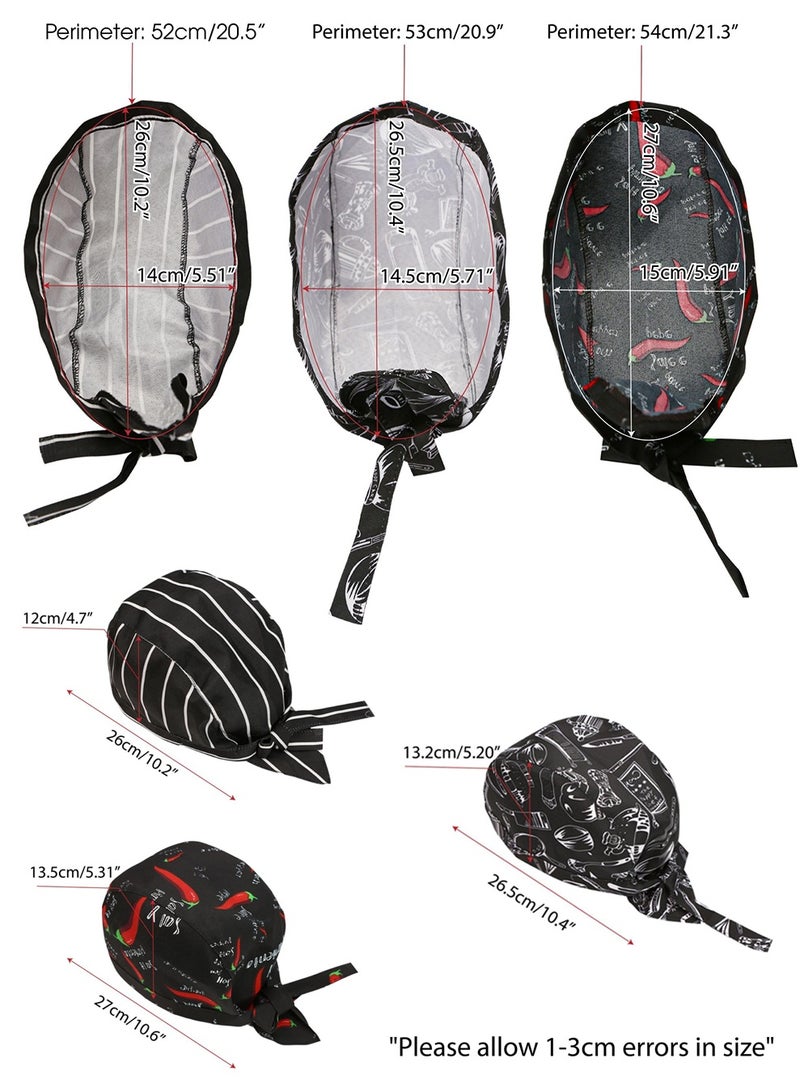 SANMUGEED Pack of 4 Chef's Hat, Headscarf, Men's Adjustable Bandana, Women's Baker's Hat, Chef's Hat for Kitchen, Hotel, Restaurant - Image 3
