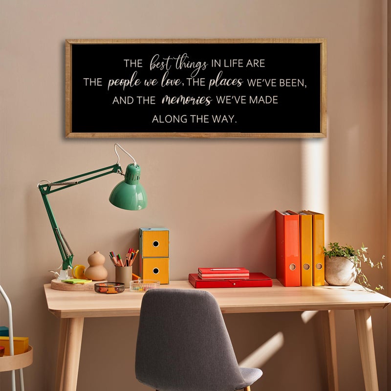 Comurdyo The Best Things in Life Sign 32''Ã—12'' Framed Wood Memories Inspirational Quotes Wall Decor Vintage Farmhouse Wedding Gifts Sign Wall Art for family Home Bedroom (Wood Black) - Image 5