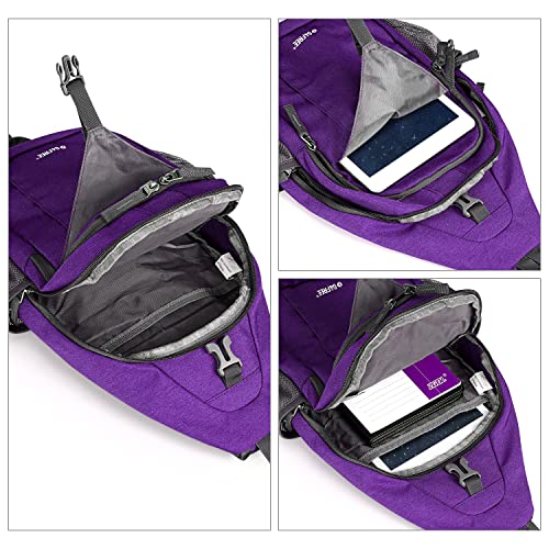G4Free Sling Bag RFID Blocking Sling Backpack Crossbody Chest Bag Daypack for Hiking Travel(Purple) - Image 3