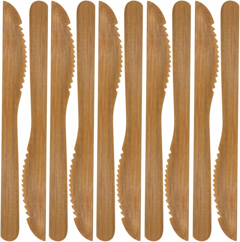 BambooMN Premium Solid Bamboo Dinner Knife 8  All Natural Reusable Dinnerware  30 pcs - Image 1