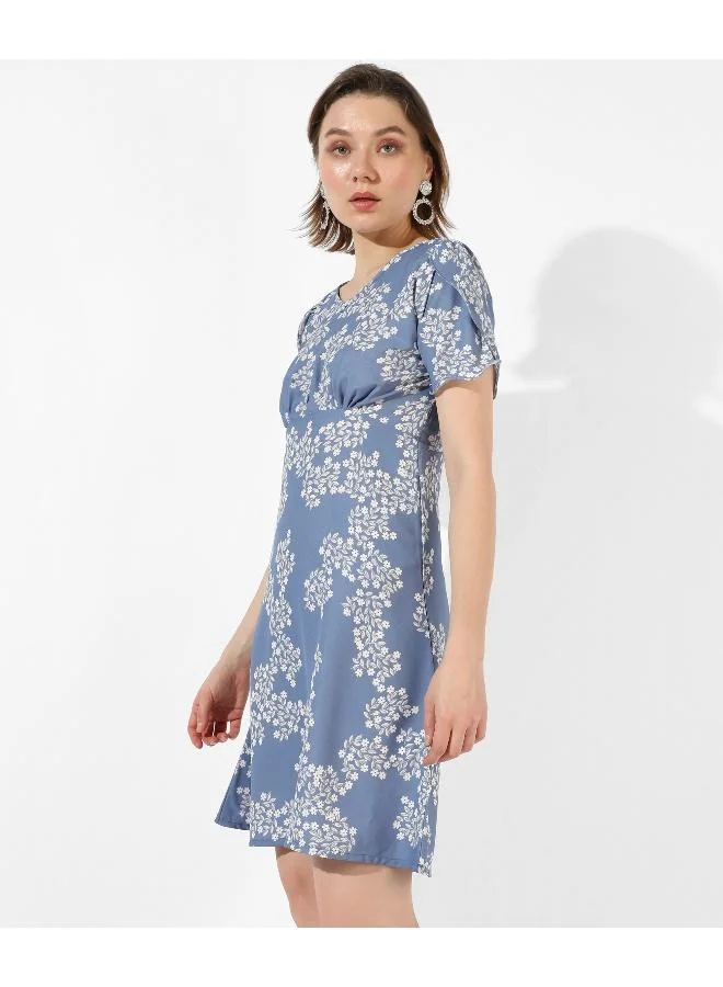 كامبوس سوترا فستان نسائي ذو قصة عادية مطبوع باللون الأزرق
