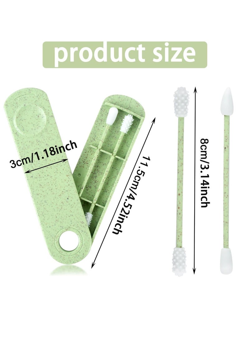 SYOSI Reusable Double-Tipped Silicone Cotton Swabs, 2 Pcs Washable and Portable Makeup Remover Swabs, Ideal for Gentle Dirt and Grease Removal - Image 2