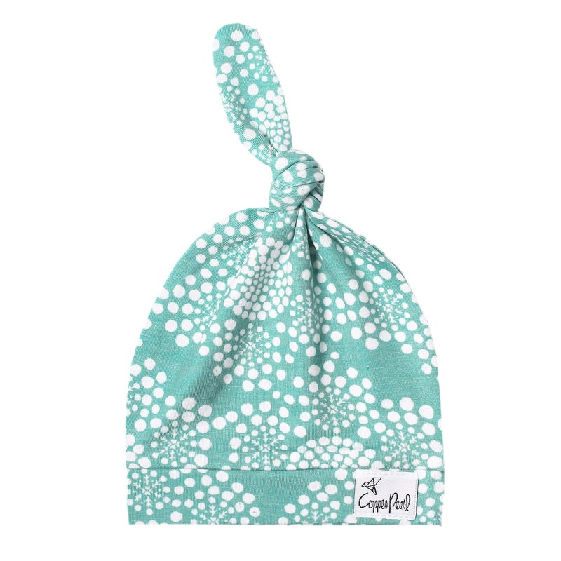Copper Pearl Baby Beanie Hat Top Knot Stretchy Soft Jane