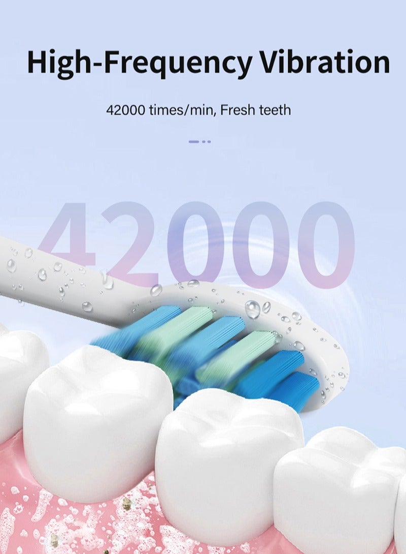 ETG Ultrasonic Electric Toothbrush - Rechargeable Sonic Electric Toothbrush for Adults and Children, Electric Toothbrush, 8 Brushes with 1 Storage Box, Smart Timer, Fast Charging - Image 4