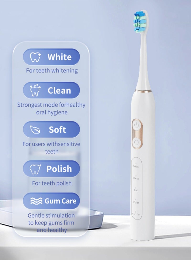 ETG Ultrasonic Electric Toothbrush - Rechargeable Sonic Electric Toothbrush for Adults and Children, Electric Toothbrush, 8 Brushes with 1 Storage Box, Smart Timer, Fast Charging - Image 3