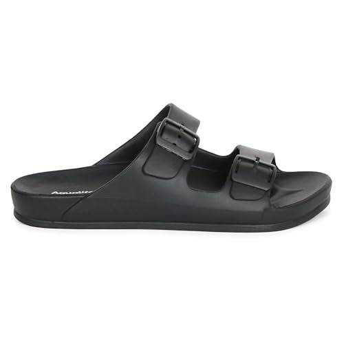 Aqualite NEO-258 Men Slides Sandal with Slip-on wear, Comfort and Flat Base Sandal for dailywear uses. Black - Image 5