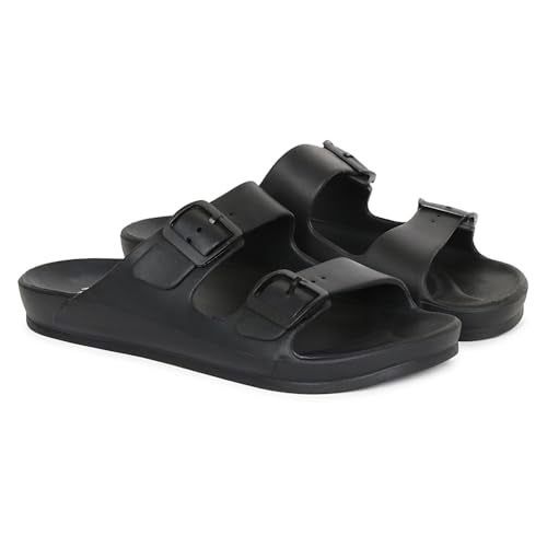 Aqualite NEO-258 Men Slides Sandal with Slip-on wear, Comfort and Flat Base Sandal for dailywear uses. Black - Image 3