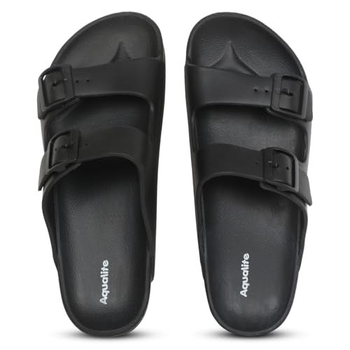 Aqualite NEO-258 Men Slides Sandal with Slip-on wear, Comfort and Flat Base Sandal for dailywear uses. Black - Image 1
