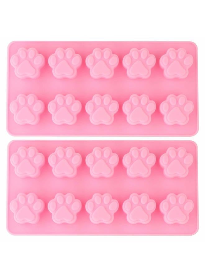 WARMBUY Silicone Molds for Dog Treats Candy Chocolate Making, Animal Paws, 2 Pack - Image 1