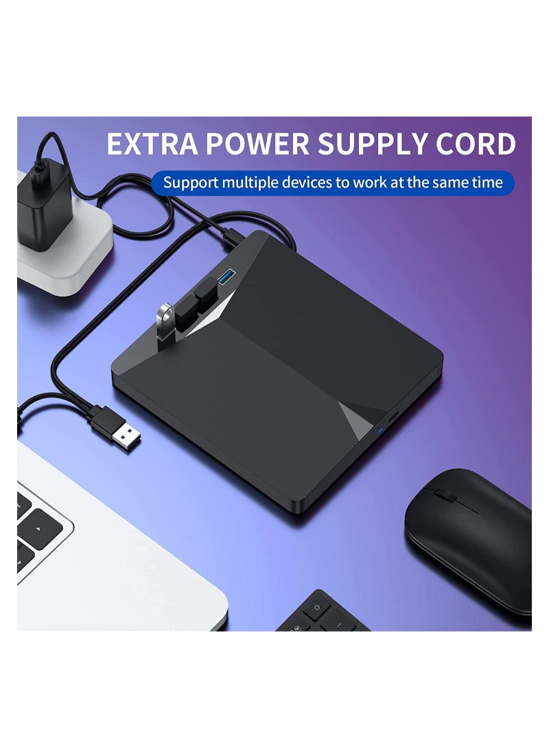Captaintech External CD/DVD Drive for Laptop, 7 in 1 USB 3.0 DVD Player Portable CD/DVD Burner, Compatible with Laptop Desktop PC Windows 11/10/8/7 Linux Mac OS (Jet Black) - Image 5