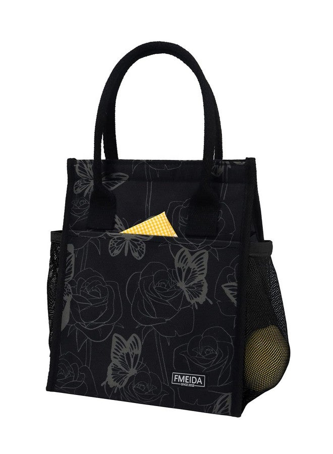 Fmeida Insulated Lunch Bag Women, Butterfly Womens Lunch Bag, Aesthetics Lunch Bag Small, Reusable Adult Lunch Cooler Bag For Work College Picnic Beach | Front&Side&Interior Pockets - Image 1