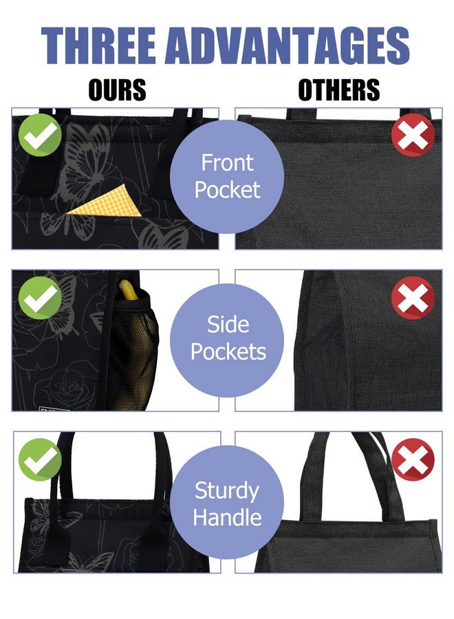 Fmeida Insulated Lunch Bag Women, Butterfly Womens Lunch Bag, Aesthetics Lunch Bag Small, Reusable Adult Lunch Cooler Bag For Work College Picnic Beach | Front&Side&Interior Pockets - Image 2