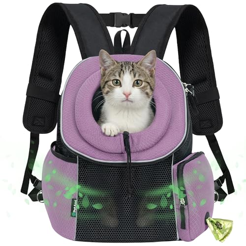 PetAmi Dog Carrier Backpack Hands Free Front Pet Carrier for Small Cats Puppies Adjustable Ventilated Reflective Pet Travel Bag for Hiking Camping Biking Walking Up to 10 lbs Purple - Image 1