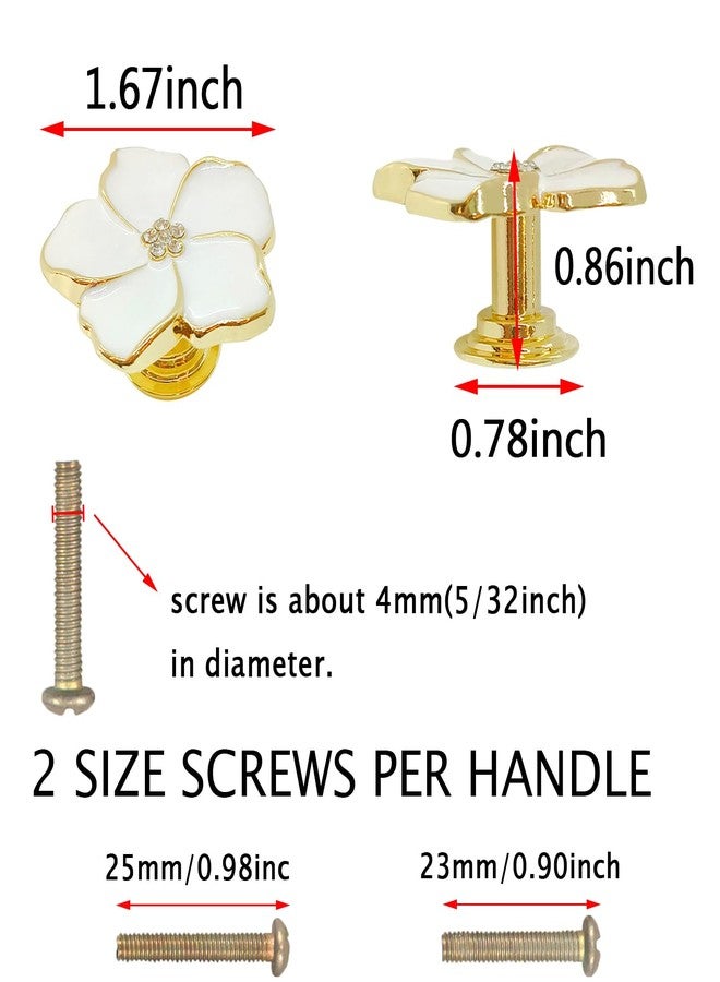 LLDYNW 4 White Flower Petal Handles Kitchen Cabinet Knobs & Drawer Pulls (Gold, 8 Screws) - Image 2