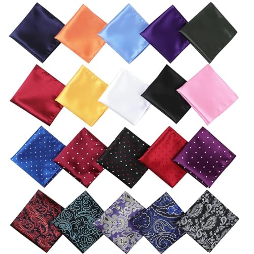 Jeatonge Pocket Squares for Men 20 Pack Mens Pocket Squares handkerchiefs Set Assorted Colors with Box - Image 2