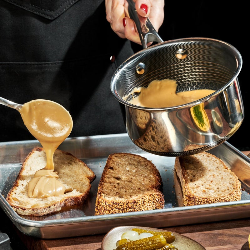 HexClad Hybrid Nonstick 3-Quart Saucepan with Tempered Glass Lid, Stay-Cool Handle, Dishwasher-Friendly, Oven-Safe Up to 900Â°F, Induction Ready, Compatible with All Cooktops - Image 2