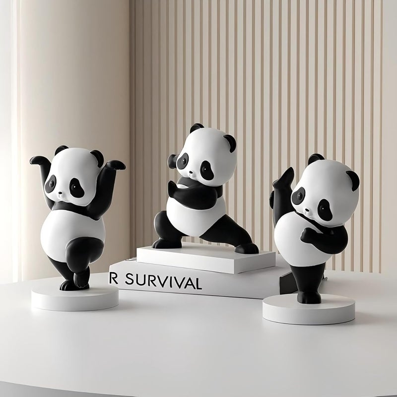 OMELPIS Resin Statue Creative Art Kung Fu Panda Kick the Leg Sculpture Ornament Modern Simple Home Office Décor Crafts for Living Room TV Cabinet Shelf Table Desk Foyer Decoration Gift H'20CM - Image 5