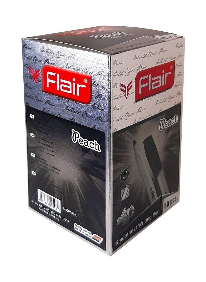 Flair مجموعة أقلام حبر جاف ناعمة من Peach مكونة من 50 قطعة، باللون الأسود - Image 1