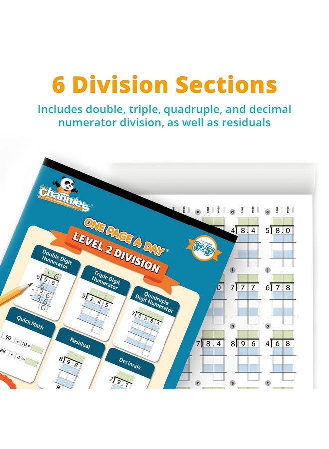 Channie's Channie’S One Page A Day Level 2 Division Workbook, Educational Math Activity Book For Kids, Ideal For 3Rd To 5Th Grade, 50 Pages Of Level 2 Divisions For Daily Practice With Answer Sheets Included - Image 1