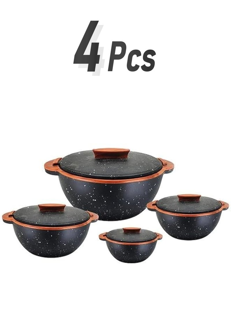 UTC Mable Design Premium Insulated Casserole Set Of 4 Pieces 500Ml 1000Ml 2000Ml And 3000Ml Black Color Stoneline  - Image 1