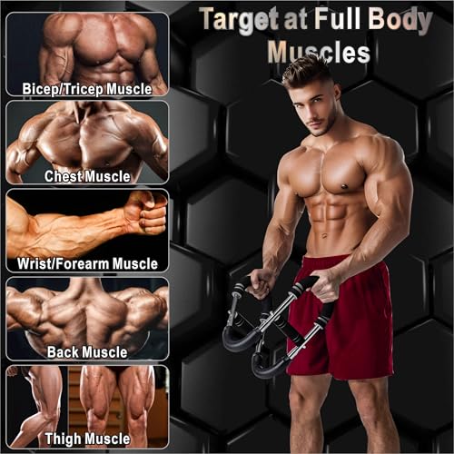 Rhewatin Twister Arm Trainer, Adjustable Resistance Chest Workout Equipment for Men Women, Forearm Biceps Tricep Chest Thigh Exerciser, Portable Spring Home Workout Bar, Light (40-70lb) - Image 4