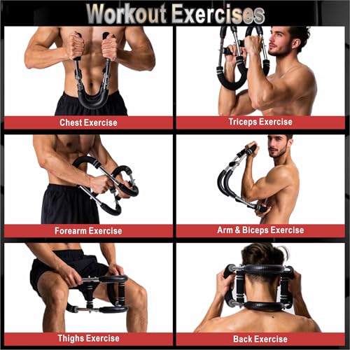 Rhewatin Twister Arm Trainer, Adjustable Resistance Chest Workout Equipment for Men Women, Forearm Biceps Tricep Chest Thigh Exerciser, Portable Spring Home Workout Bar, Light (40-70lb) - Image 5