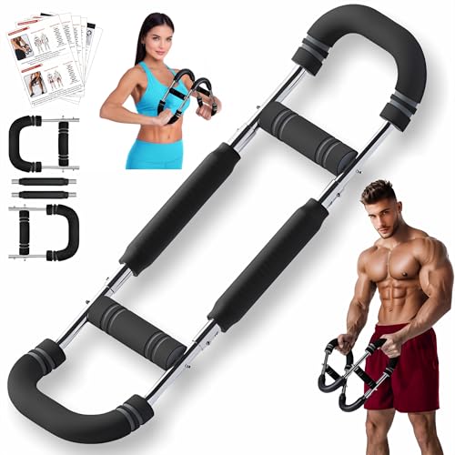 Rhewatin Twister Arm Trainer, Adjustable Resistance Chest Workout Equipment for Men Women, Forearm Biceps Tricep Chest Thigh Exerciser, Portable Spring Home Workout Bar, Light (40-70lb) - Image 1