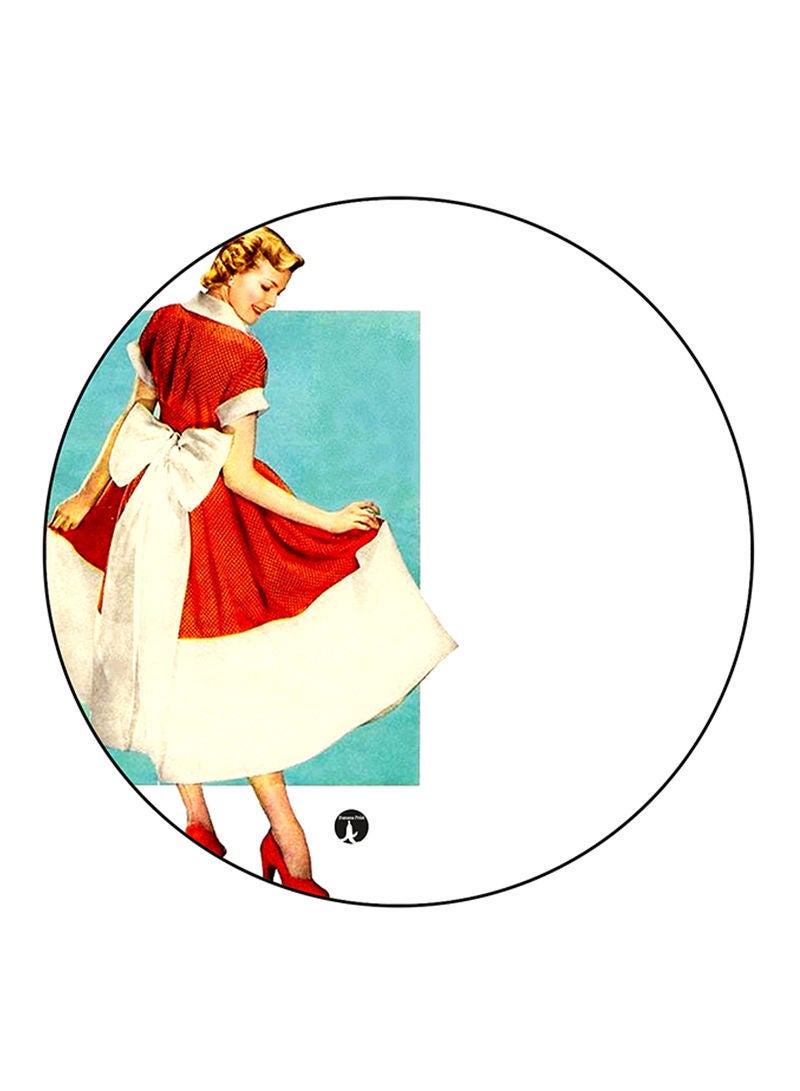 RKN Vintage Art Printed Fridge Magnet Round  Multicolour - Image 1