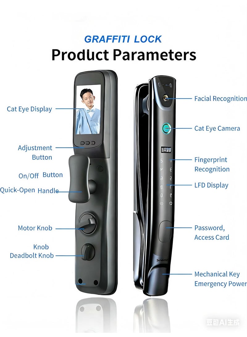 Smart Door Lock Remote Video Intercom Facial Recognition Password Lock Whole House Smart Hotel Smart Lock - Image 2