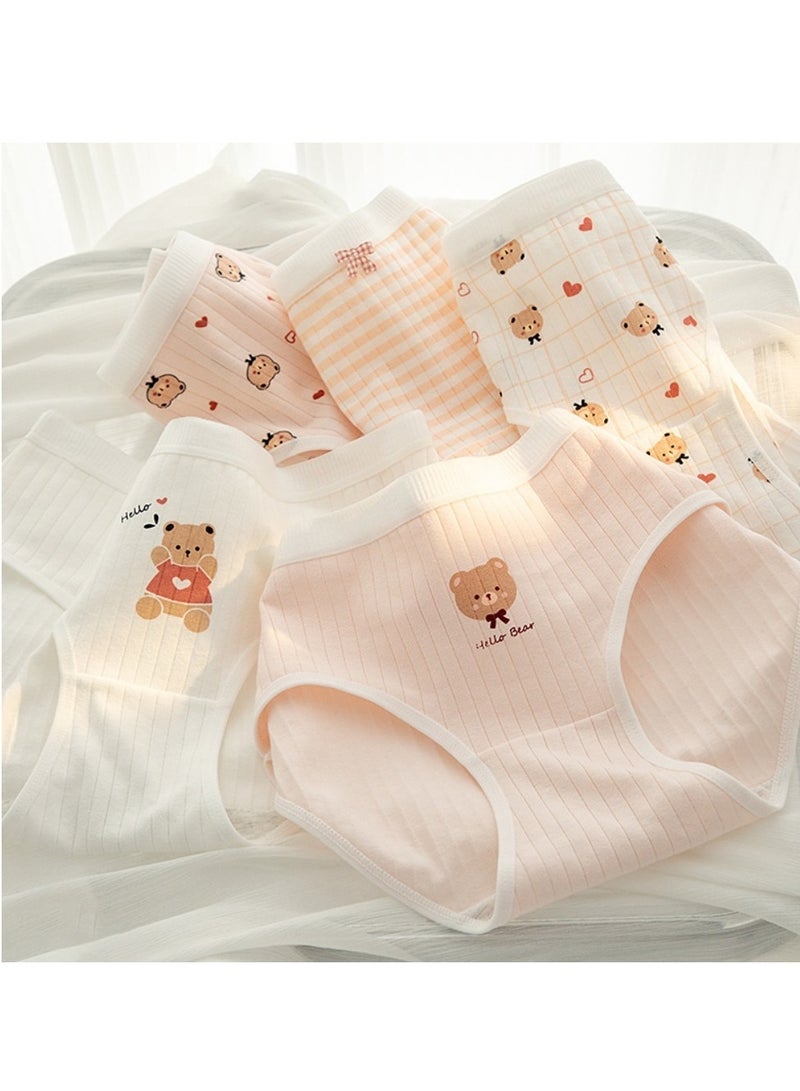 مجموعة من 5 ملابس داخلية قطنية أنيقة بخصر متوسط، ملابس داخلية مريحة وجيدة التهوية للفتيات - Image 1
